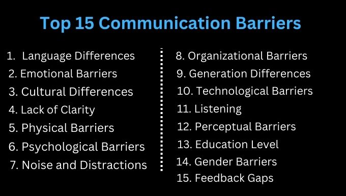 A list of top 15 communication barriers